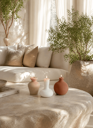 Casa Organic Modern Vessel Candle Set of 3 displayed in a Paris apartment
