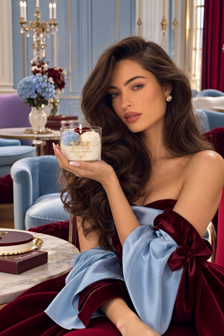 Peony Bouquet Candle in Bleu Bordeaux - Limited Edition
