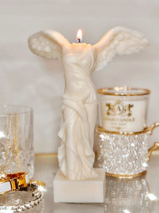 Winged Victory Candle in Sculpture White