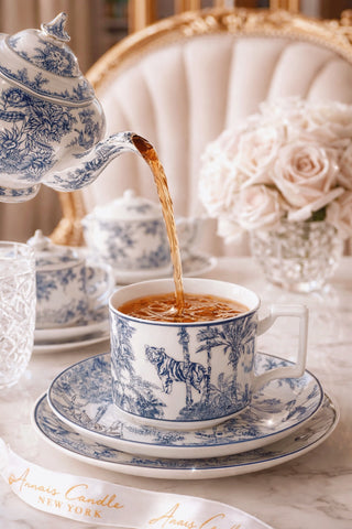 Bleu Riviera Toile Teacup & Saucer Set of 2