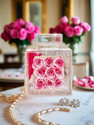 Everlasting Roses in Parfum Box - Velvet Hot Pink