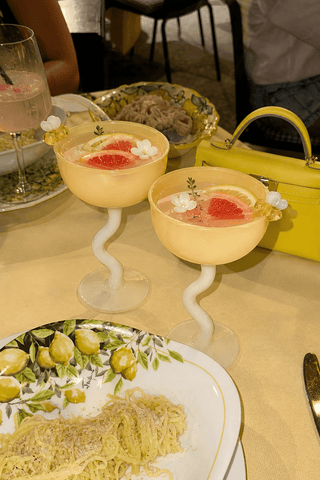 Summer Bee Glass Cup Set Of 2 in a luxury beachfront villa kitchen