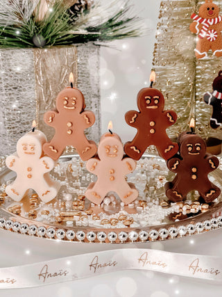 Holiday Gingerbread Friends Candle Crew Set of 5.