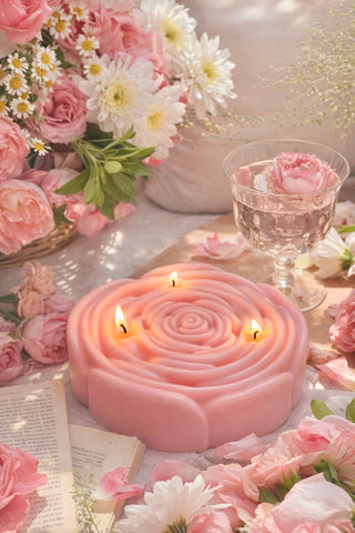 3-Wick Rosette d’Anaïs Flower Candle in Blush Pink