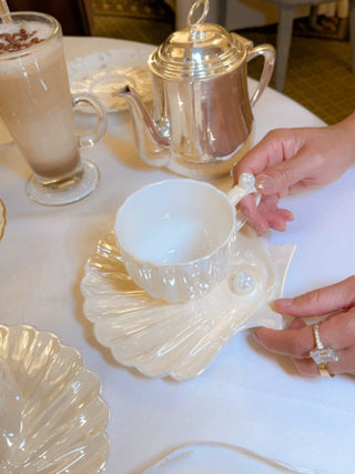 Marée de Pearl Teacup & Plate Set designed by Anaïs Candle for Anaïs Drinkware