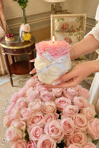 Lavish Rose Bouquet Candle in Pink - XXL