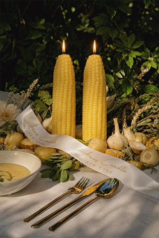 Golden Harvest Corn Candle Set of 2