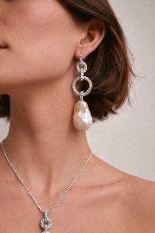 Ethereal Cascade Genuine Extra Large Freshwater Baroque Pearl Earrings
