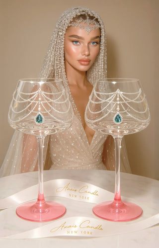 Aurora Diamonds Wine Glass Cup Set of 2