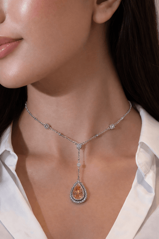 Arya Halo Pear Cut Rhinestone Necklace by Anaïs Accessories.