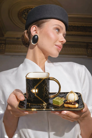 Le Sac Parisien Handbag Cup & Saucer with Spoon – Set of 2