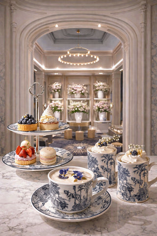 Bleu Riviera Toile Teacup & Saucer Set of 2