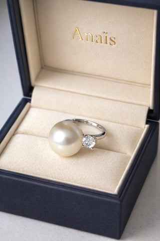 Étoile de Perle Genuine South Sea White Pearl Sterling Silver Adjustable Ring