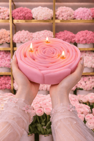 3-Wick Rosette d’Anaïs Flower Candle in Blush Pink