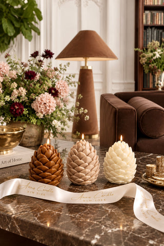 Alpine Pinecone Candle Set of 3 in Woodland Neutrals