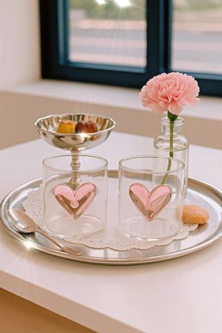 Étreinte d’Amour Heart Glass Cups Set of 2