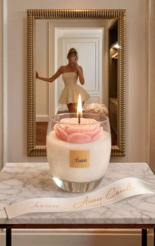 The Austin Rose Candle featured in a modern, luxury home.