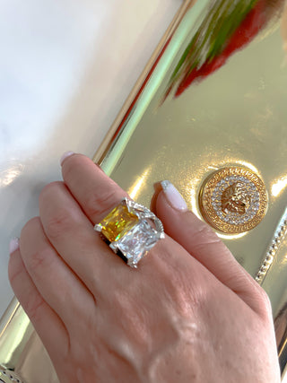 Natalia Yellow Sapphire Rhinestone Adjustable Ring