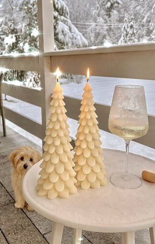 Timeless Pine Tree Candle Set of 2 - Extra Tall