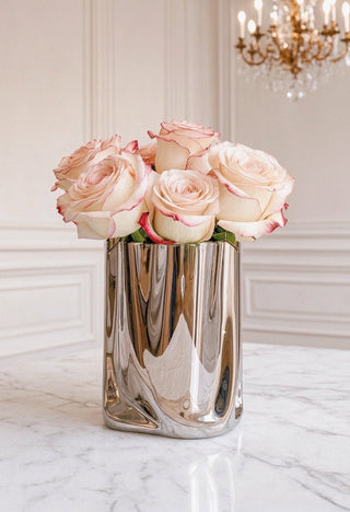 Luxe Bag Vase - Silver Electroplated is a waterproof vase.