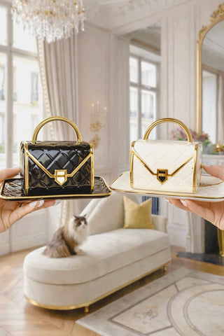 Le Sac Parisien Handbag Cup & Saucer with Spoon – Set of 2