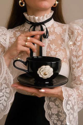 Château Camellia Ceramic Tea/Coffee Cup Set of 2 delicately handcrafted for Anaïs Decor and Anaïs Candle 3.