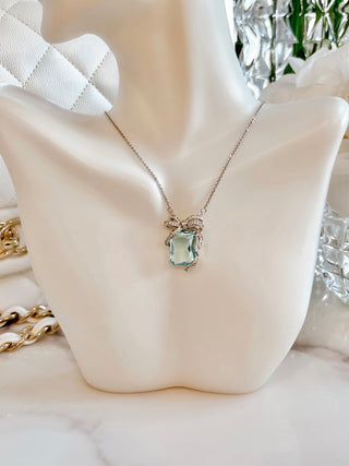 Miriam Aquamarine Emerald Cut Rhinestones Necklace