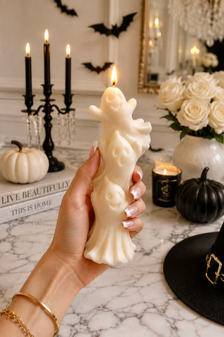 Halloween Happy Haunts Candle in Spooky White