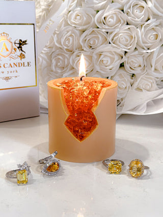 18K Gold Citrine Crystal Candle – Prosperity & Success