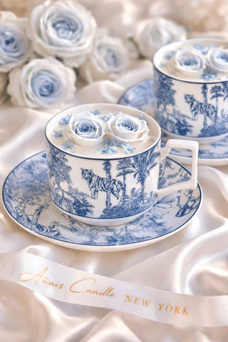 Bleu Riviera Toile Teacup & Saucer Set of 2