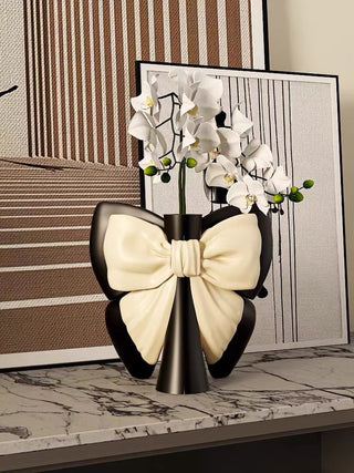 Elegant Bow Tie Vase With Artificial Orchid Flower