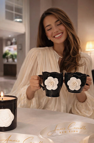 Camellia Romance ceramic tea cup set used at a luxury tea party designed for Anaïs