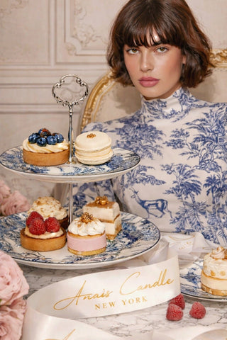 Bleu Riviera Toile 2-Tier Dessert Stand