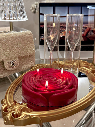 3-Wick Brilliant Rose Candle in Red
