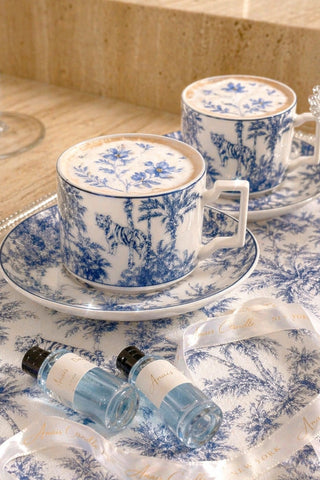 Bleu Riviera Toile Teacup & Saucer Set of 2