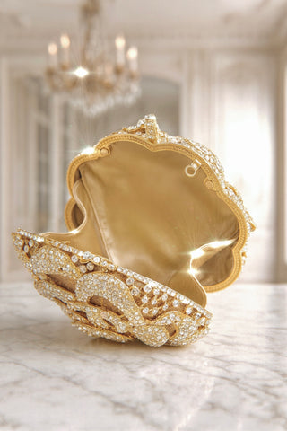 A peek inside the Rosette d’Or Mini Clutch's pouch.