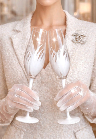 Feather Bliss Champagne Flute Set of 2 - Exclusive Design