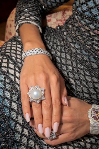 Fleur Bloom Genuine South Sea Extra Large White Pearl Adjustable Ring