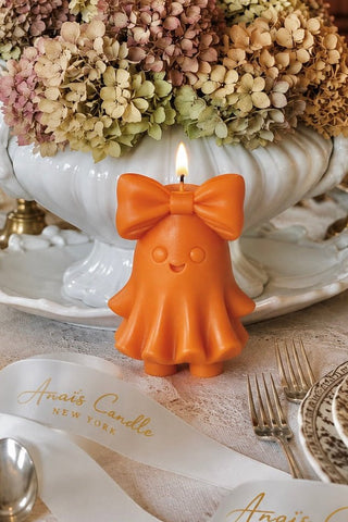 Halloween Bow & Boo Candle in Autumn Glow