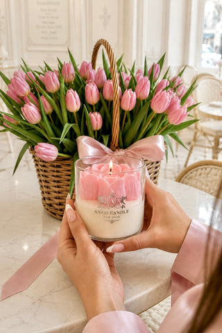 La Tulipe Bouquet Candle in Pink -XL