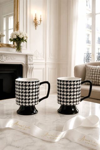 Houndstooth Couture Ceramic Cup Set of 2