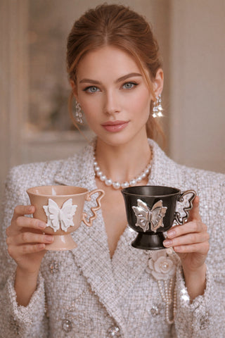 Butterfly de Grâce Ceramic Tea/Coffee Cup Set of 2