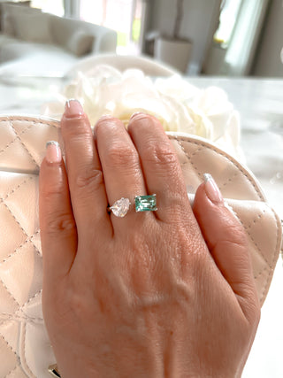 Emerald Cut Rhinestones Adjustable Ring