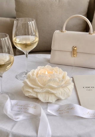 Blooming Peony Candle in White - XXL