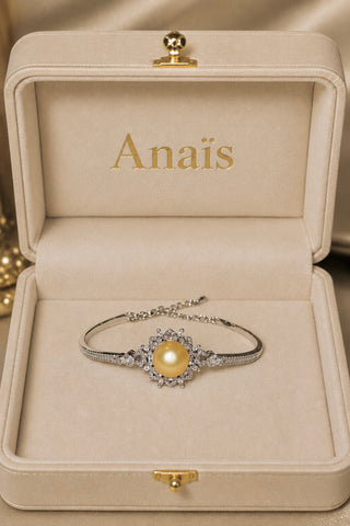 Cressida Genuine Golden South Sea Pearl Sterling Silver Bracelet