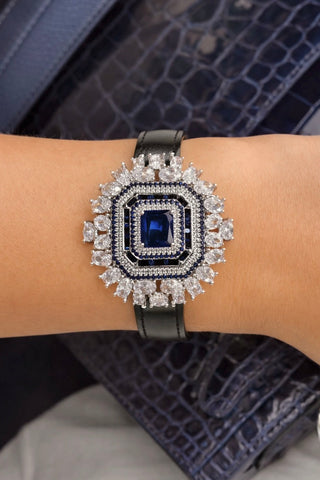 Royal Sapphire Leather Bracelet