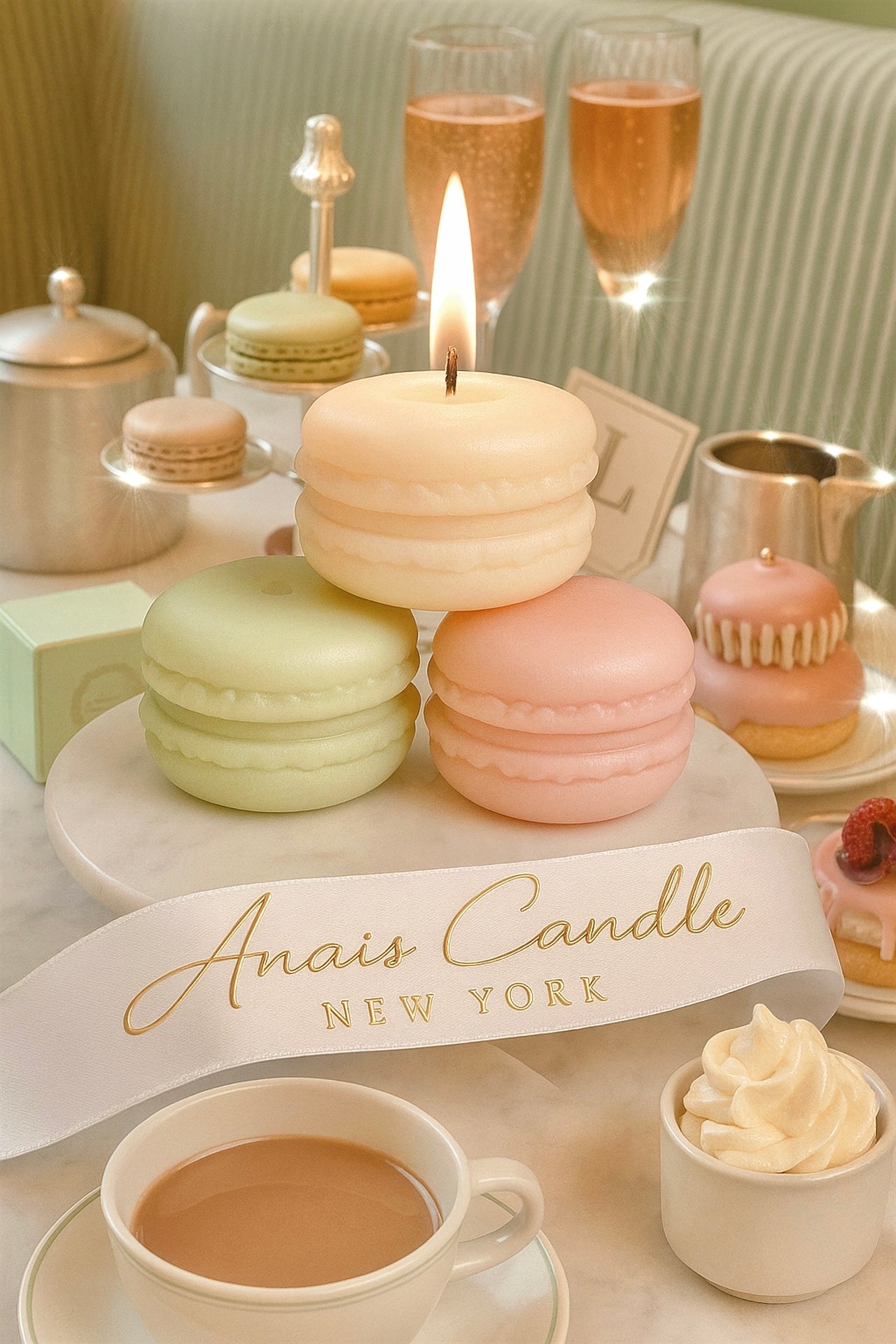 Mixture 3-Pc Spring French Macaron Glass Candle Holder Jar Set – Decorative