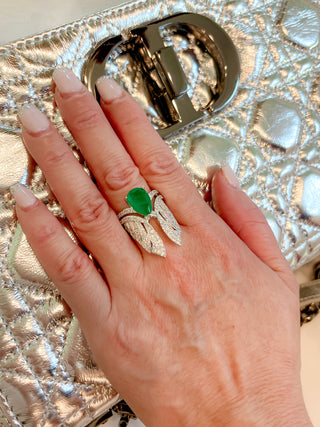 Emerald Wings Rhinestones Adjustable Ring.