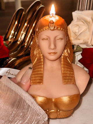 Golden Cleopatra Candle - Hand Painted