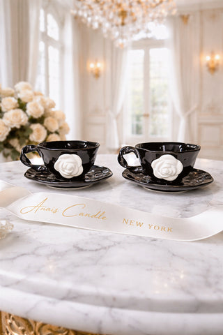 L’Amour Camélia Ceramic Tea / Coffee Cup Set of 2